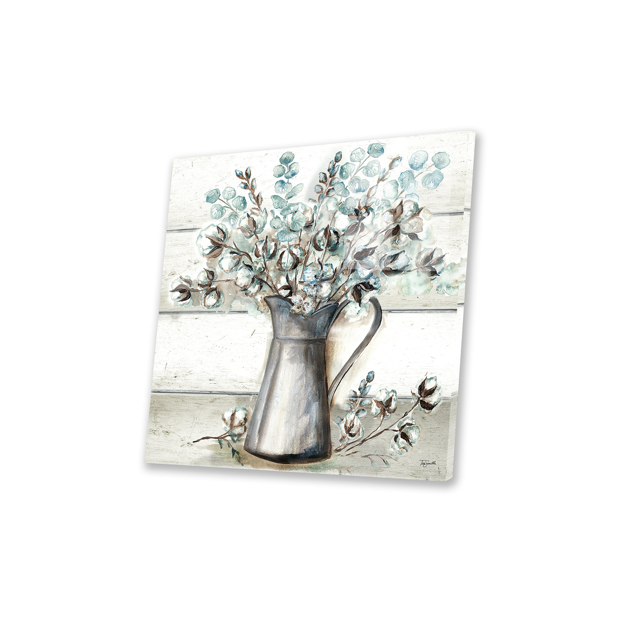 August Grove® " Farmhouse Cotton Tin Pitcher " by Tre Sorelle Studios